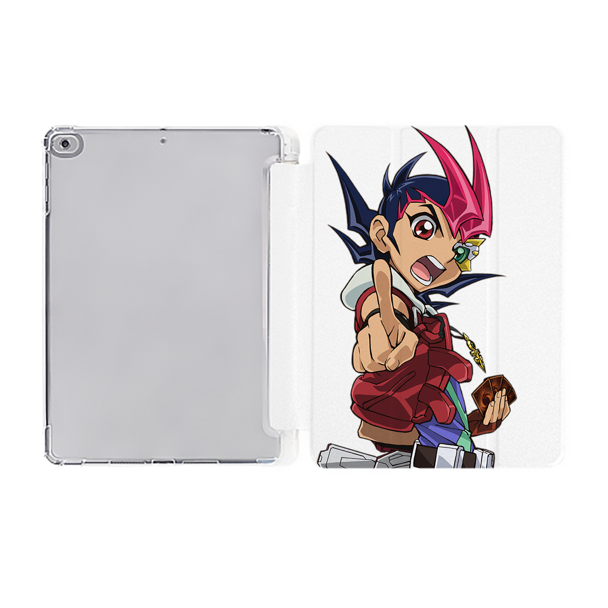 （画像用） 遊☆戯☆王 Yu-Gi-Oh! IPad ケース ペン収納付き 三つ折りスタンド PUレザー×シリコン 対応機種9.5/10.5/10.9インチ